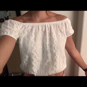 White Off-the-Shoulder Floral Blouse